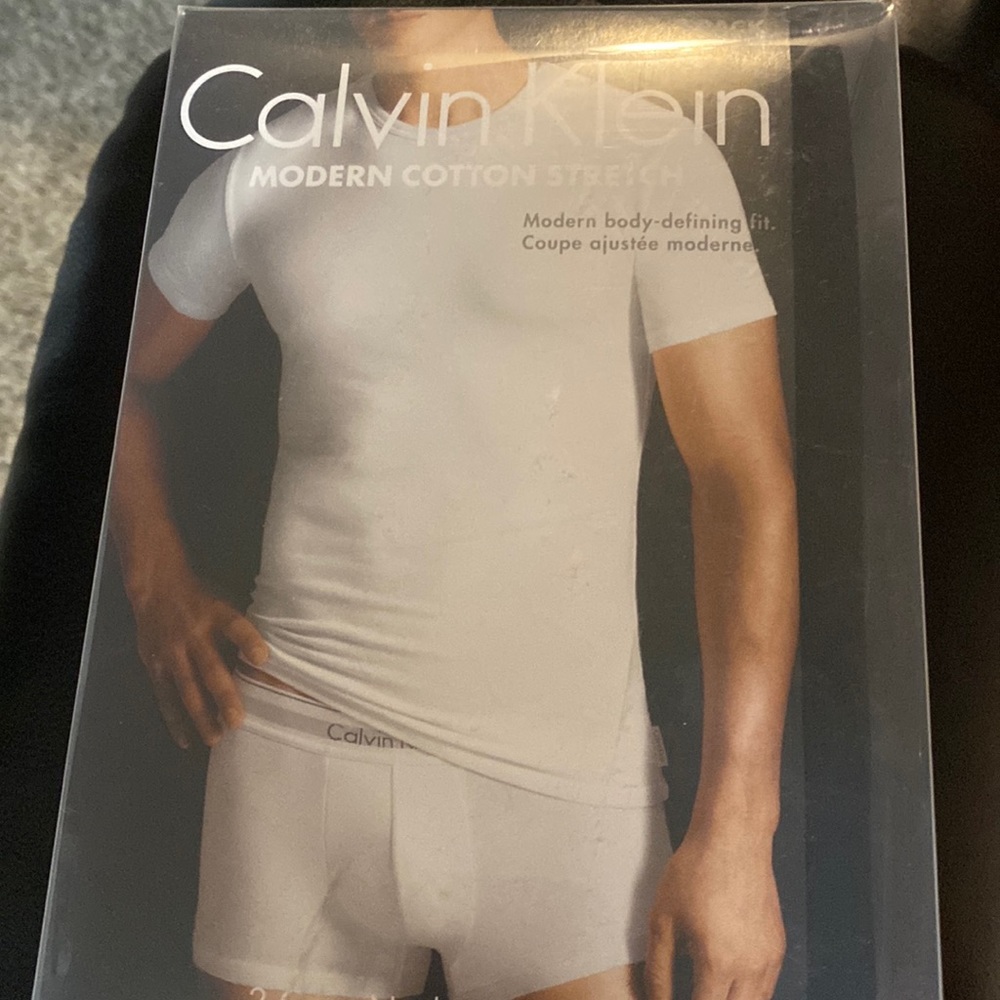 Calvin Klein Undershirt Men Color Black Crew-Neck T-Shirt 2-Pack Size XL